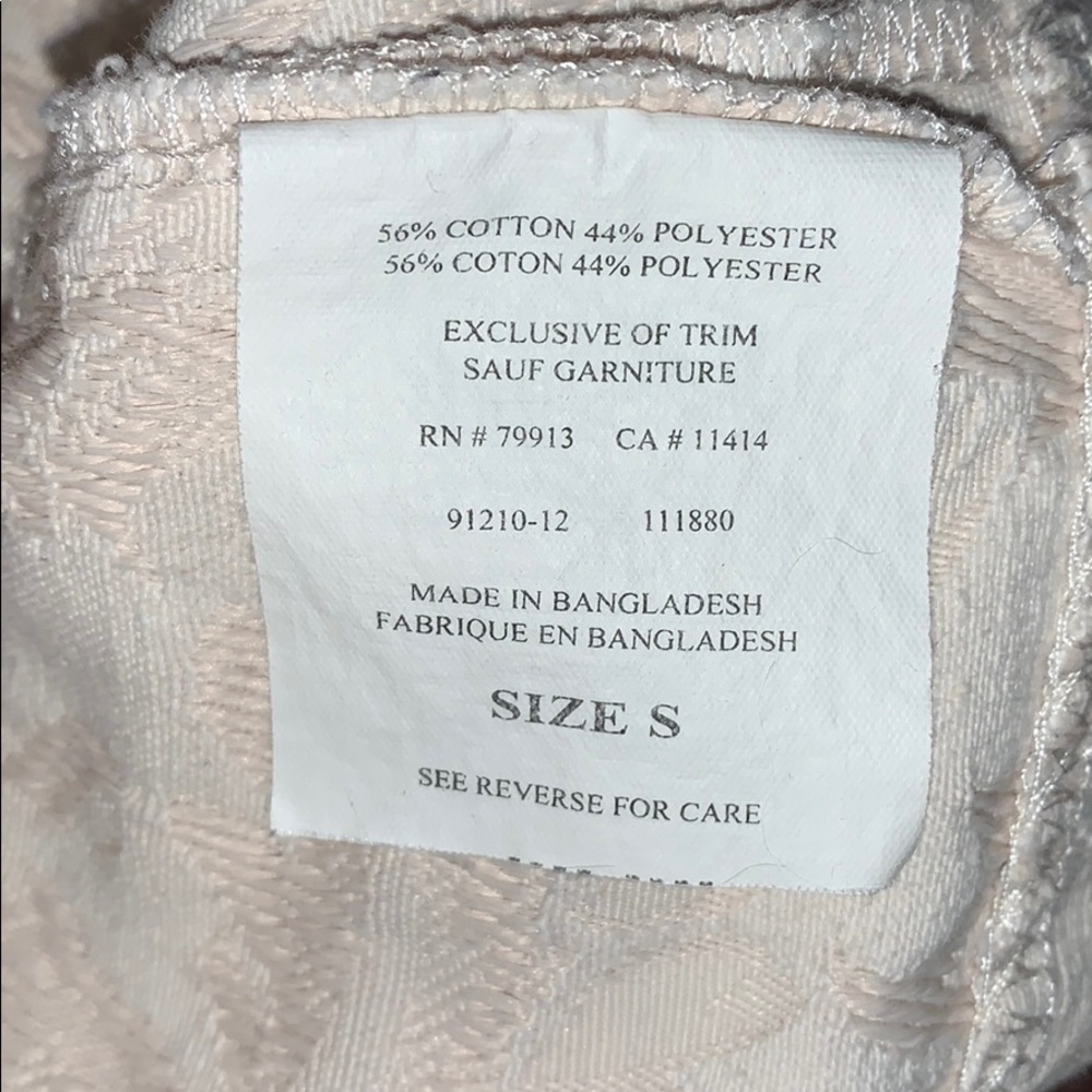MOTHERHOOD MATERNITY SHORT SLEEVE BEIGE/PINK BROCADE CLASSIC JACKET SzS EUC - Picture 6 of 6